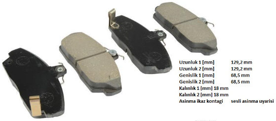 HONDA CIVIC 01>06 EURO CIVIC 96>99 ROVER 45-200-400 90< 00>06 TATA TELCOLINE ÖN FREN BALATASI